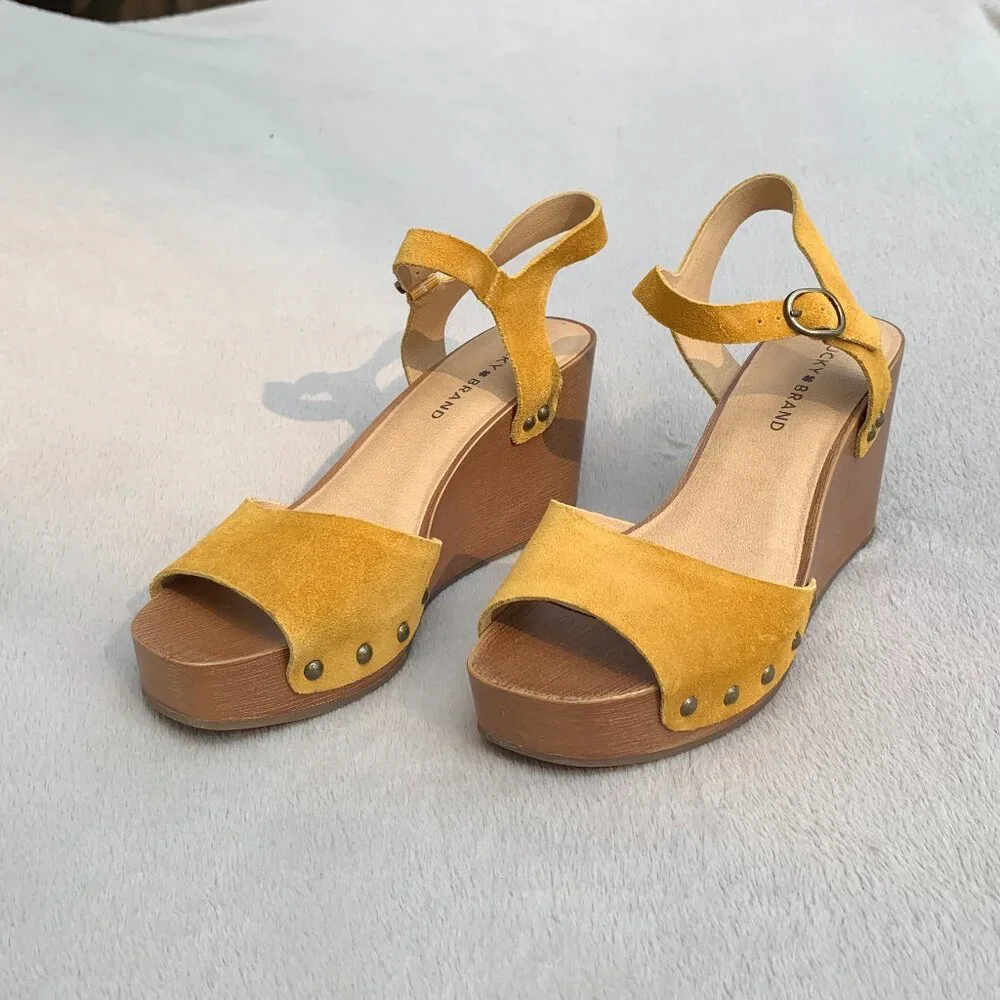 Lucky Brand Zashti Suede Platform Wedges Sz8 NWT